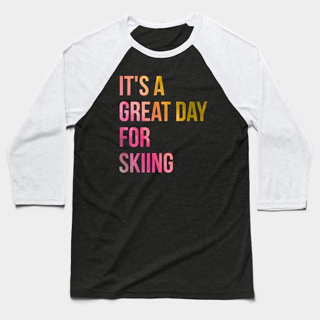 Skiing Baseball T-Shirt by OKDave